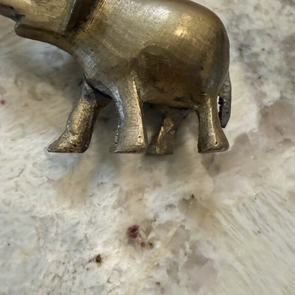 3 VTG MCM Brass Elephants Figurines Good Luck Hollywood Regency Paper Weights - Picture 3 of 9